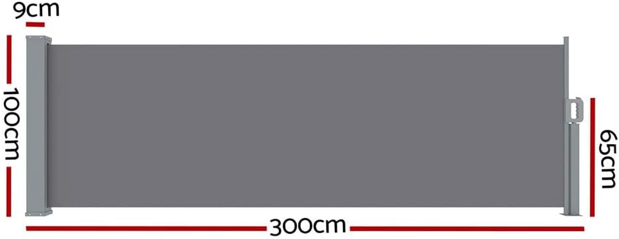 Instahut Side Awning Sun Shade Outdoor Blinds Retractable Screen Patio 1X3M Grey image number 2