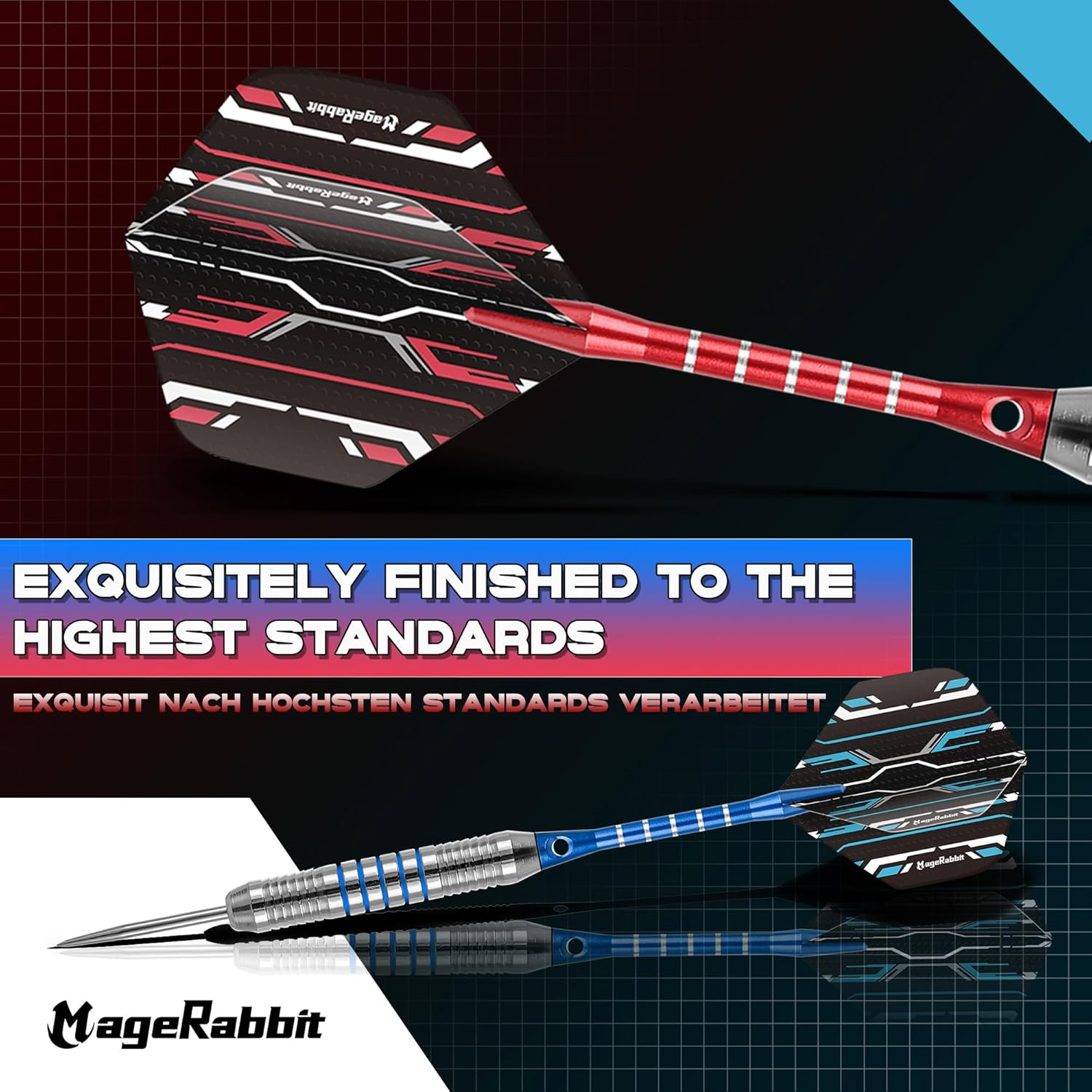 Magerabbit Steel Tip Darts 12Pcs, Metal Darts with 24 Flights+12 Shafts+Dart Tools,Steel Dart for Dartboard image number 2