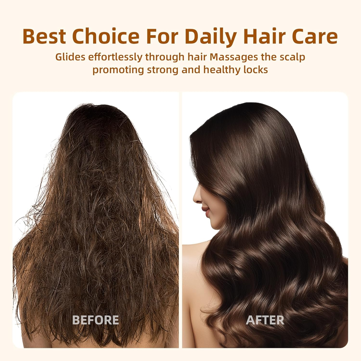 Hair Brush-Natural Bamboo Paddle Detangling Hairbrush, Suit for Women Men and Kids Thick/Thin/Curly/Dry Hair, Massage Scalp Combetter image number 6