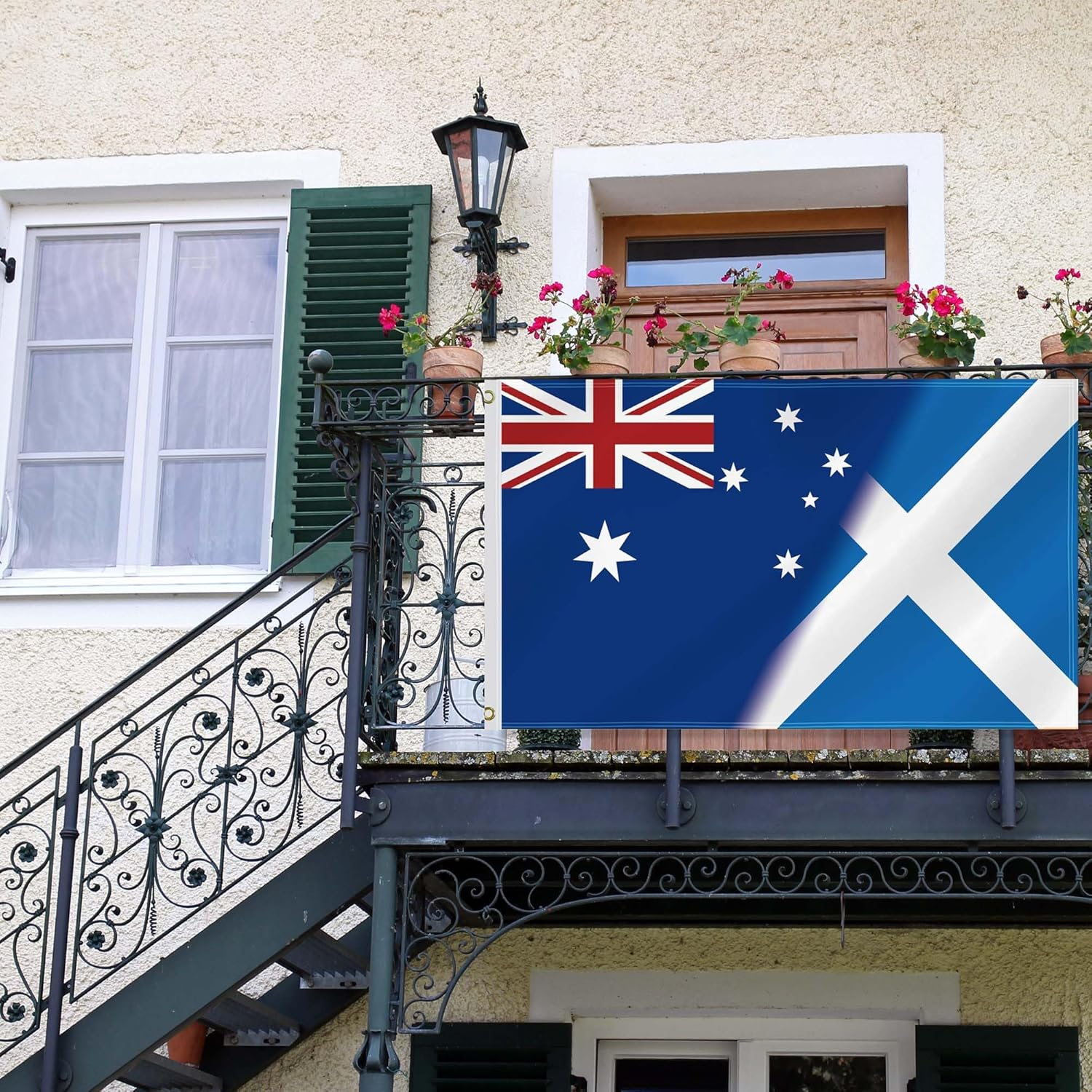 3&times;5 FT Australia and Scotland Combo Flag,Large Australians and Scots Friendship National Decor,Double Side Digital Printed 150D Polyester Banner with Canvas Header Brass Grommet image number 2