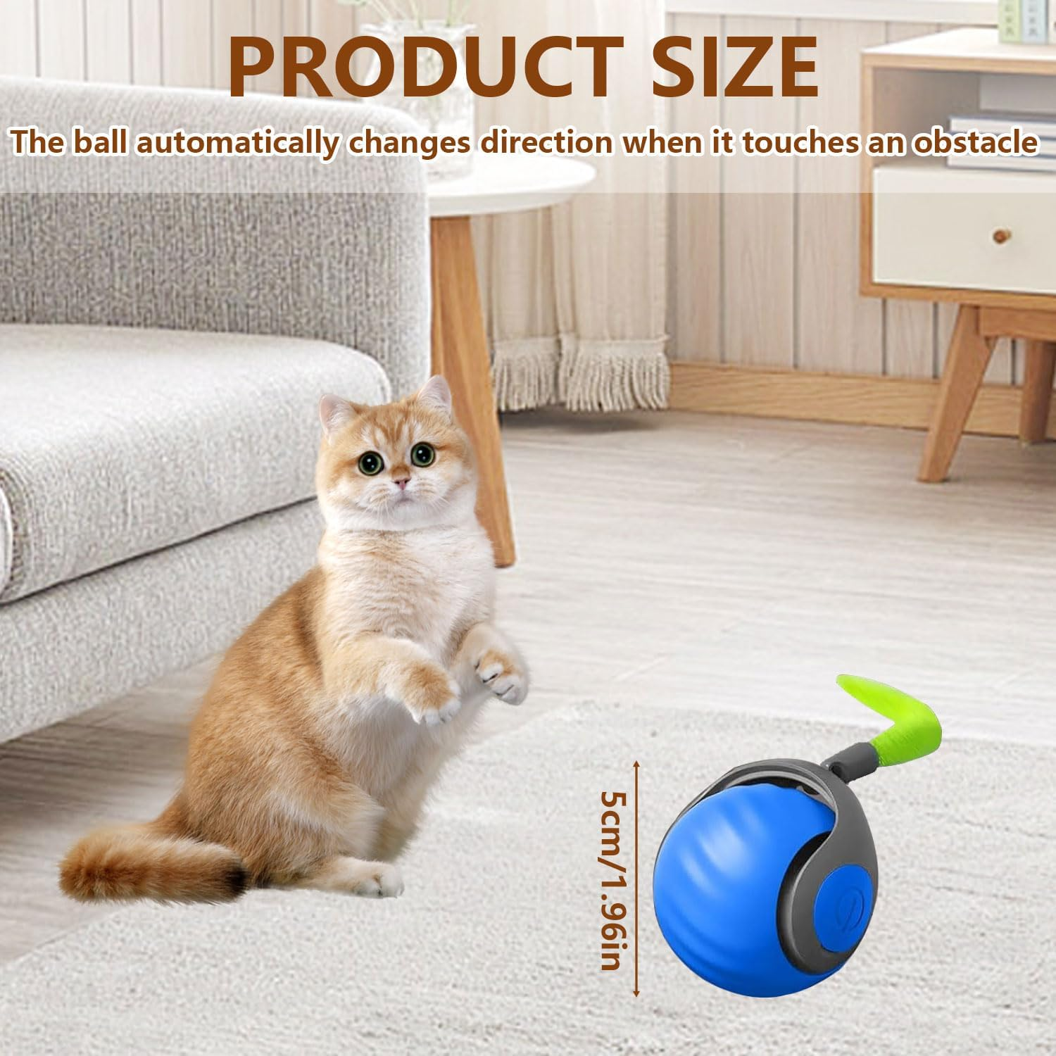 TKINRIC 2PCS New Interactive Rolling Cat Toy Ball,Interactive Cat Ball Toys for Indoor,360&deg; Smart Automatic Rolling Electric Dog Ball with USB Rechargeable(Red&Blue) image number 4