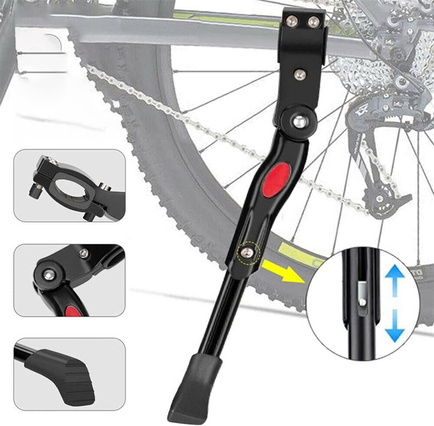 Yotsuba Bike Kickstand, Aluminium Alloy Adjustable Height Rear Side Bicycle Kick Stand for 24&rdquo;-27&rdquo; Mountain Bike, Road Bike, BMX, MTB