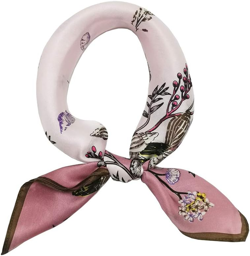 100% Mulberry Silk Scarfs for Women - Lightweight Square Satin Head Scarf - Small Silk Hair Scarf with Gift Packed 21" X 21"