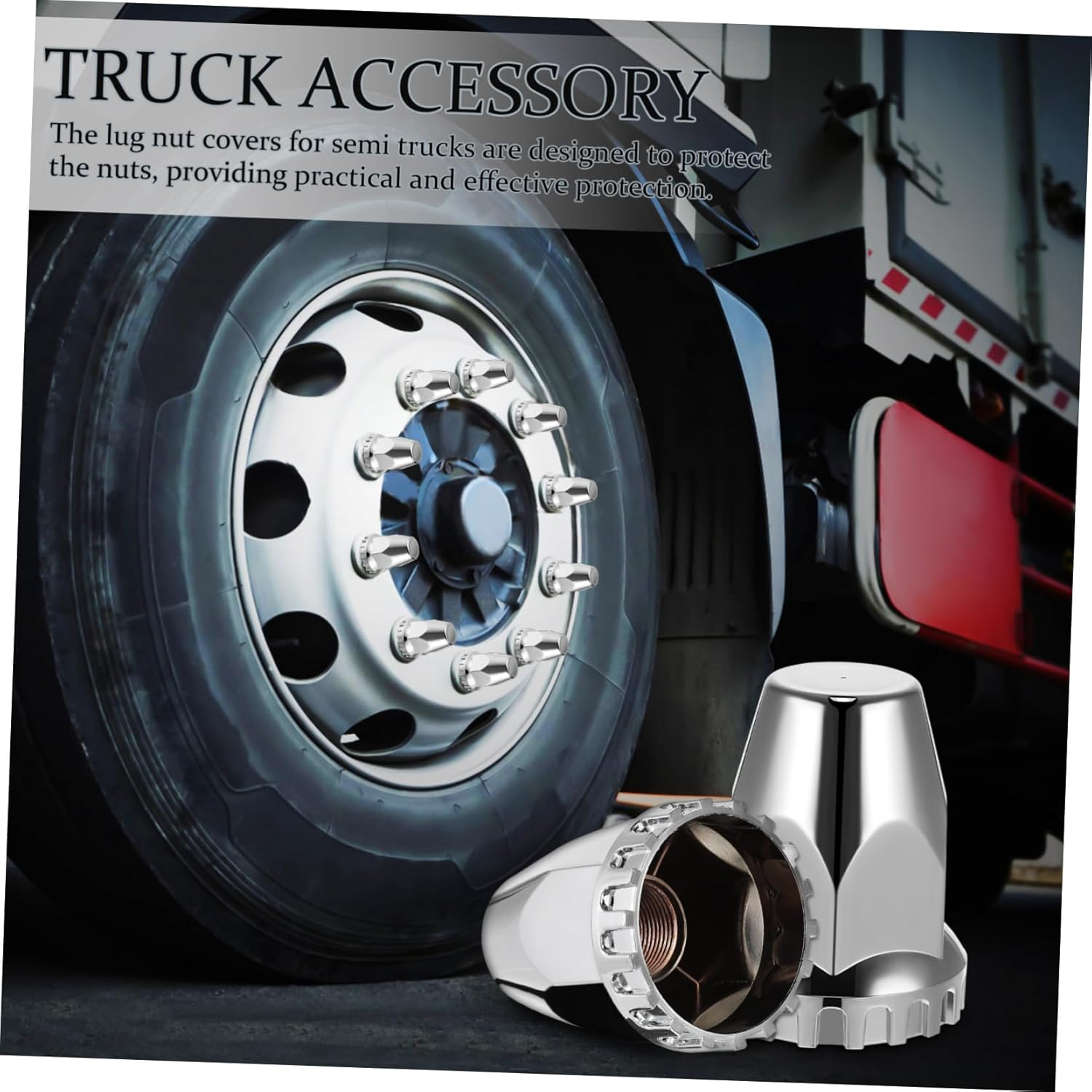 Anneome 20Pcs Semi Truck Lug Nut Covers Plastic Chrome Lug Nut Caps Trailer Car Accessories image number 6