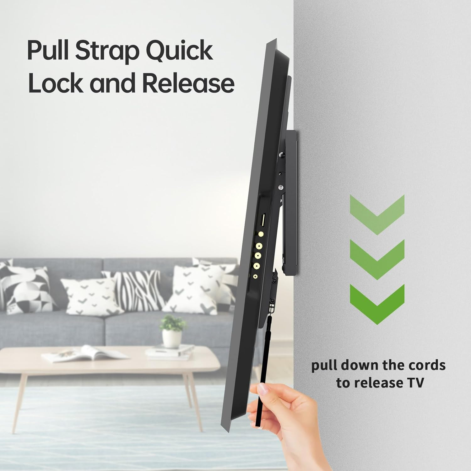 USX MOUNT Fixed TV Wall Mount for 37-82 Inch Tvs up to 132 Lbs, Low Profile TV Wall Bracket Fit Wood Studs 16", 18", 24", TV Mount with Max VESA 600X400Mm, Quick Locked and Release, XFL090 image number 2