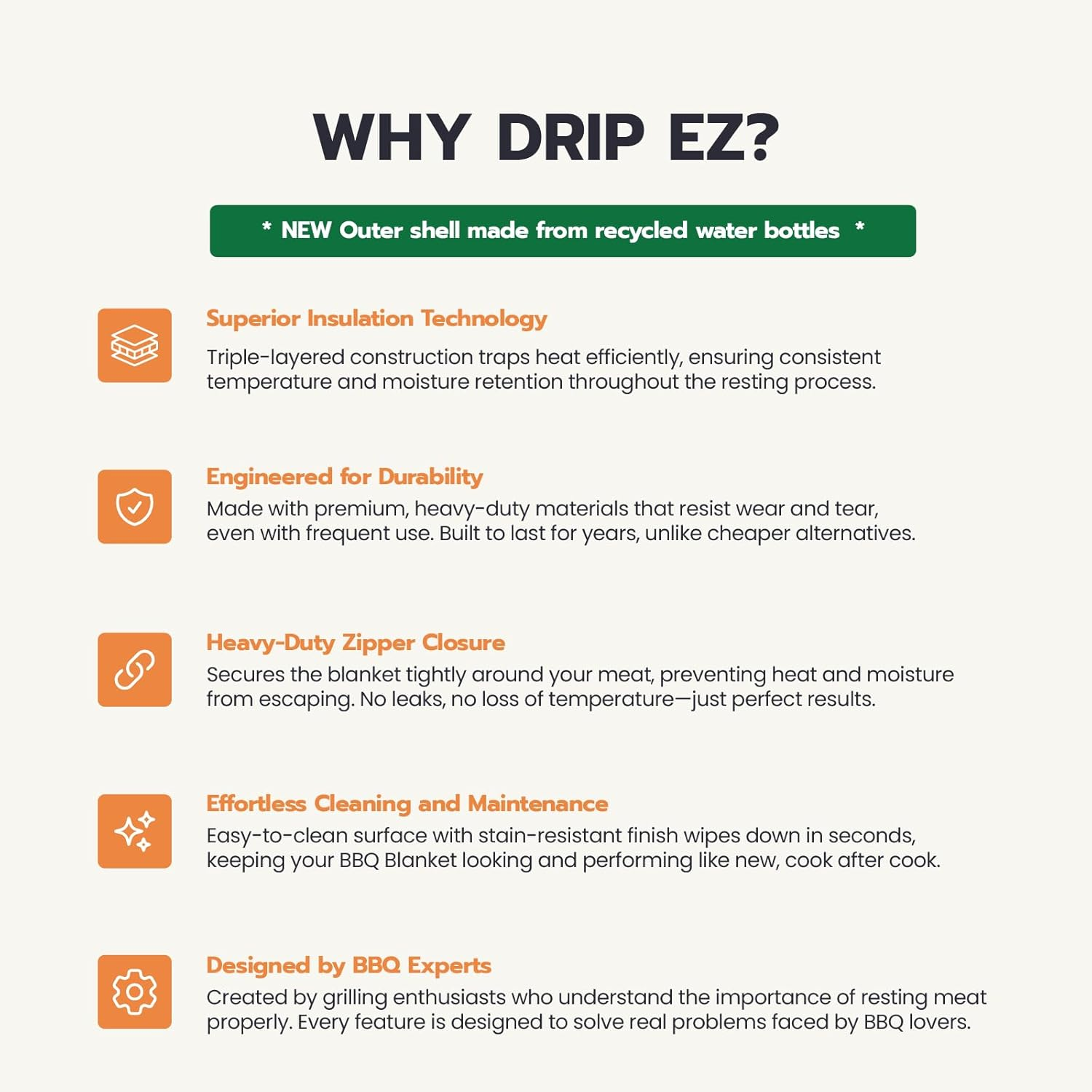 Rest EZ BBQ Blanket&reg; - Insulated Meat Resting Bag for Moisture Retention and Tender BBQ - Heavy-Duty with Wide Mouth Design for Briskets, Pork Shoulders, Steaks - Black - Khaki image number 6