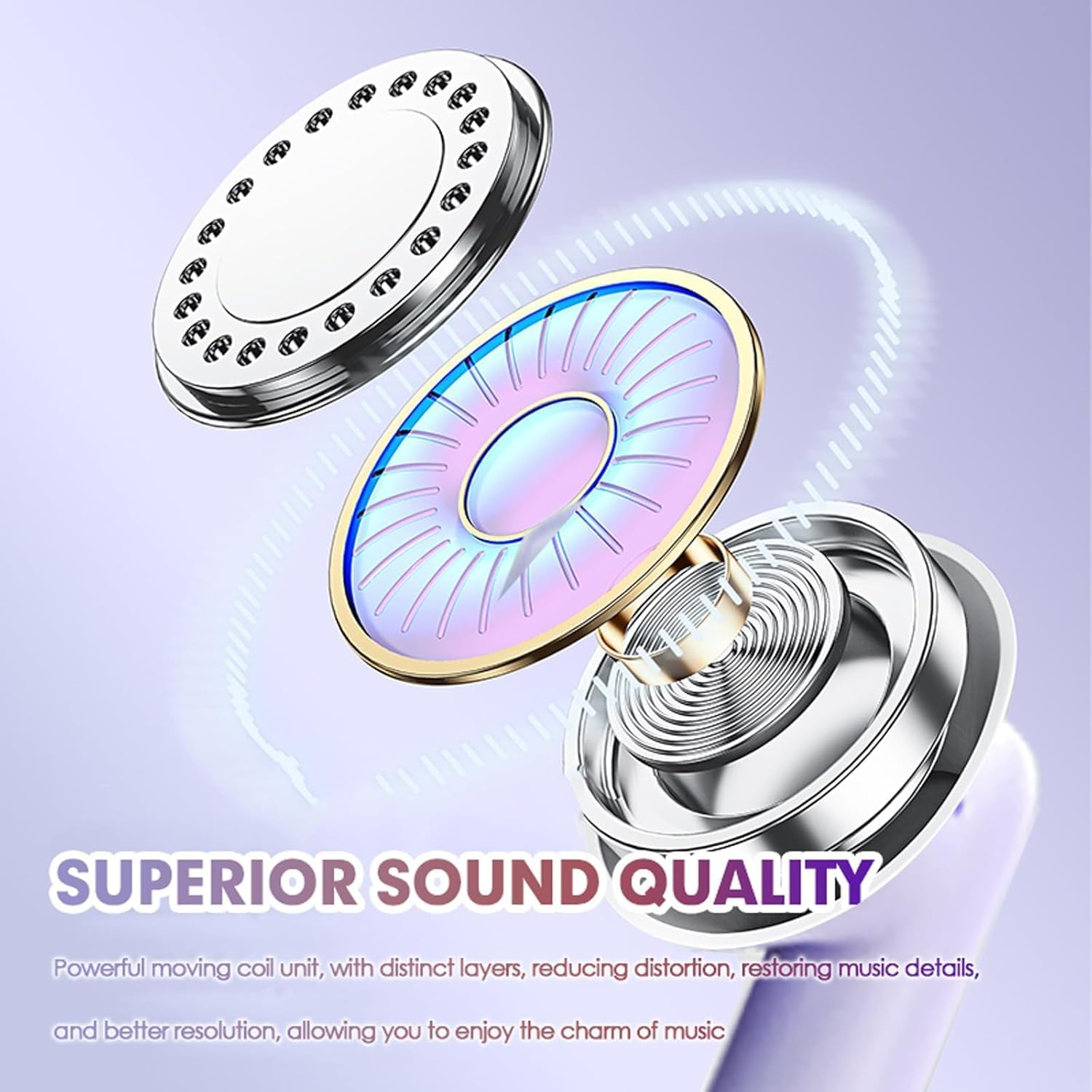 True Wireless Earbuds Purple Bluetooth 5.3 with Microphone for Working Out Noise Canceling Blue Tooth Ear Buds Deep Bass TWS Wireless Earphones with Charging Case in Ear Headphone for Iphone Android - Pink image number 5