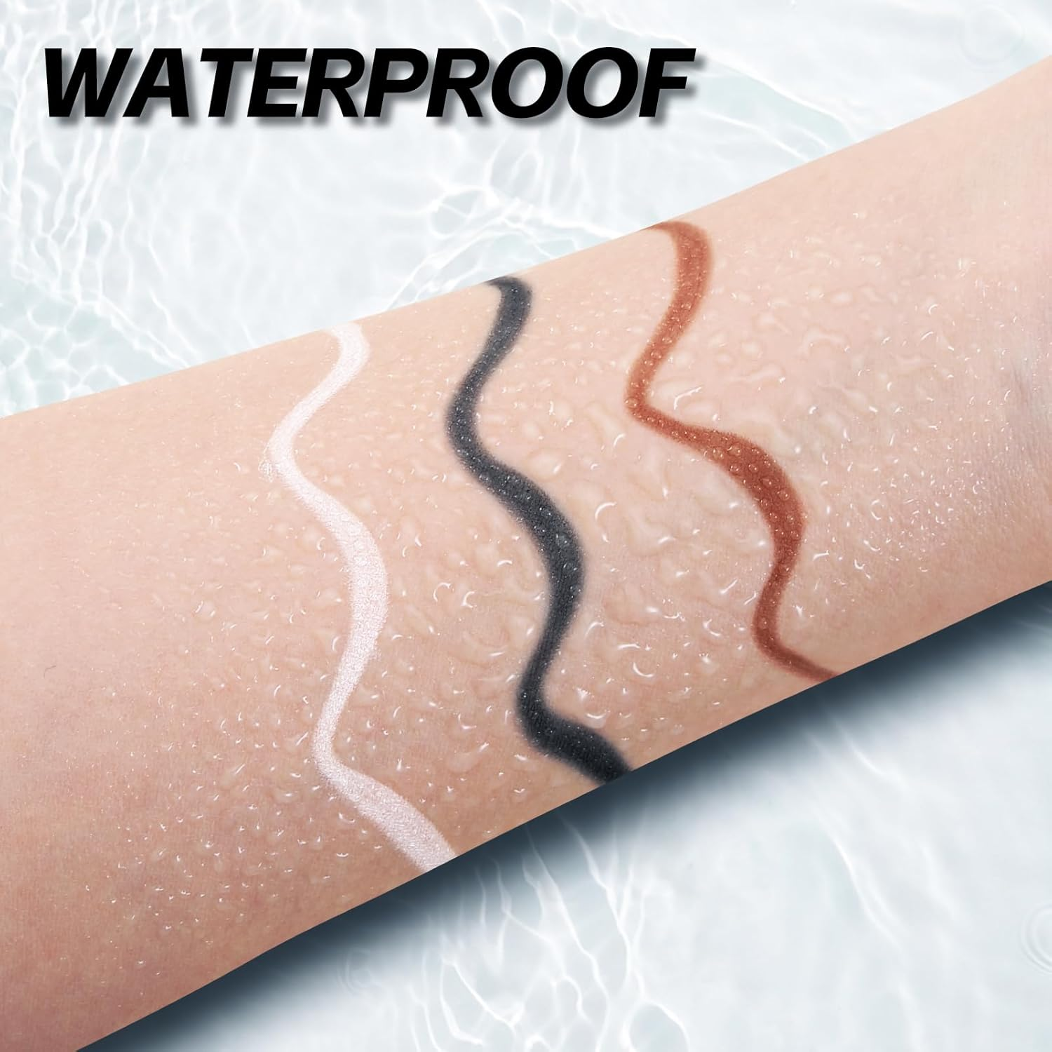 Apooliy 2Pcs Eyeliner,Highly Pigmented Eyeliner Pencil，Smooth Creamy Eye Liner，Waterproof White Eyeliner，Long Wear Black Eyeliner，Brown image number 3