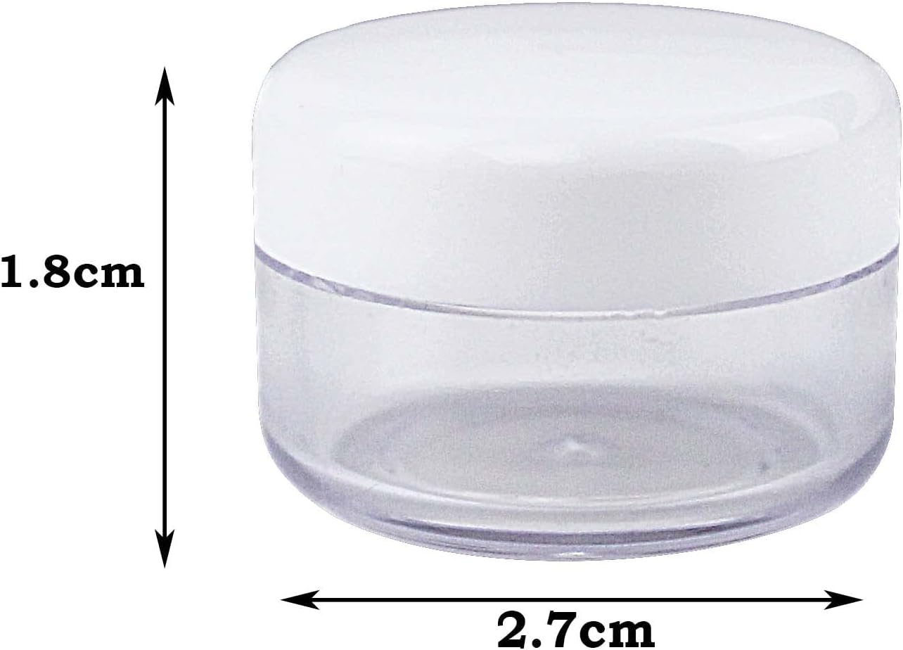 5G round Plastic Cream Bottle with White Caps Empty Refillable Cosmetic Container Jars for Cream Lotion Eye Shadow, Nails, Powder, Paint, Jewelry (50Pcs) image number 1