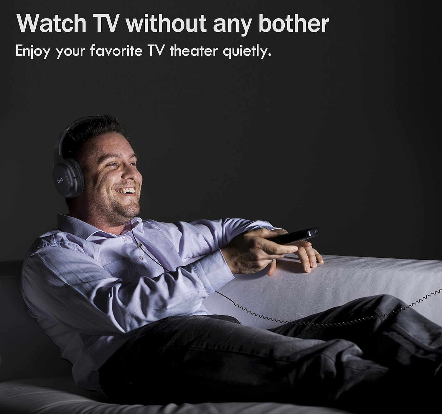 Extra Long Cord Headphones for TV & PC with Volume Control, 18 Feet / 5.5M Extension Spring Coiled Cord, Universal 3.5Mm AUX Audio, Wired over Ear Stereo Headset, CGS-W6 image number 6