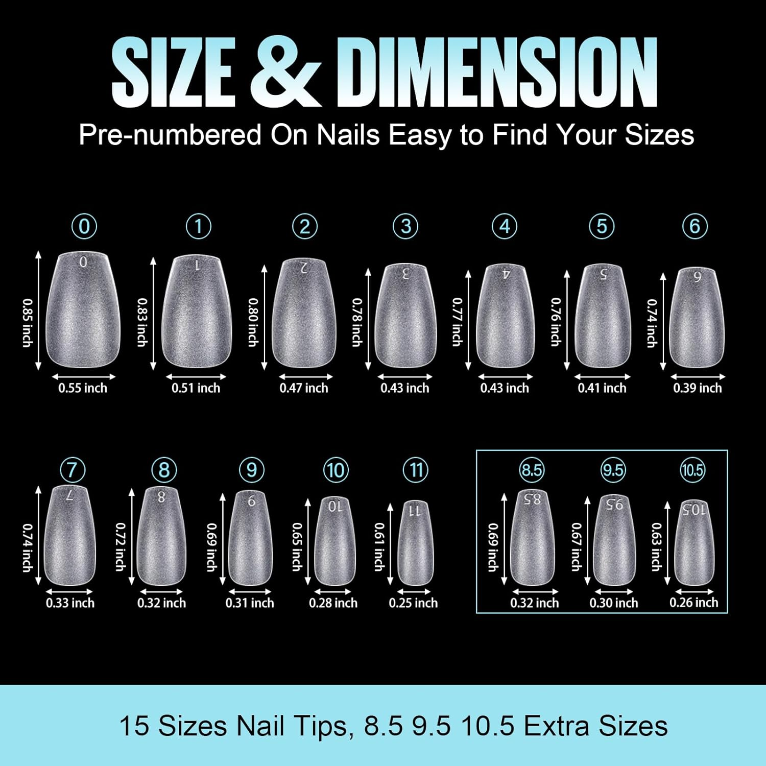 TOMICCA Short Coffin Gel Nail Tips, Full Cover Short Nail Tips, 360Pcs Soft Coffin Nails Matte Fake False Acrylic Press on Nail Home DIY Nail Salon 15 Sizes image number 6
