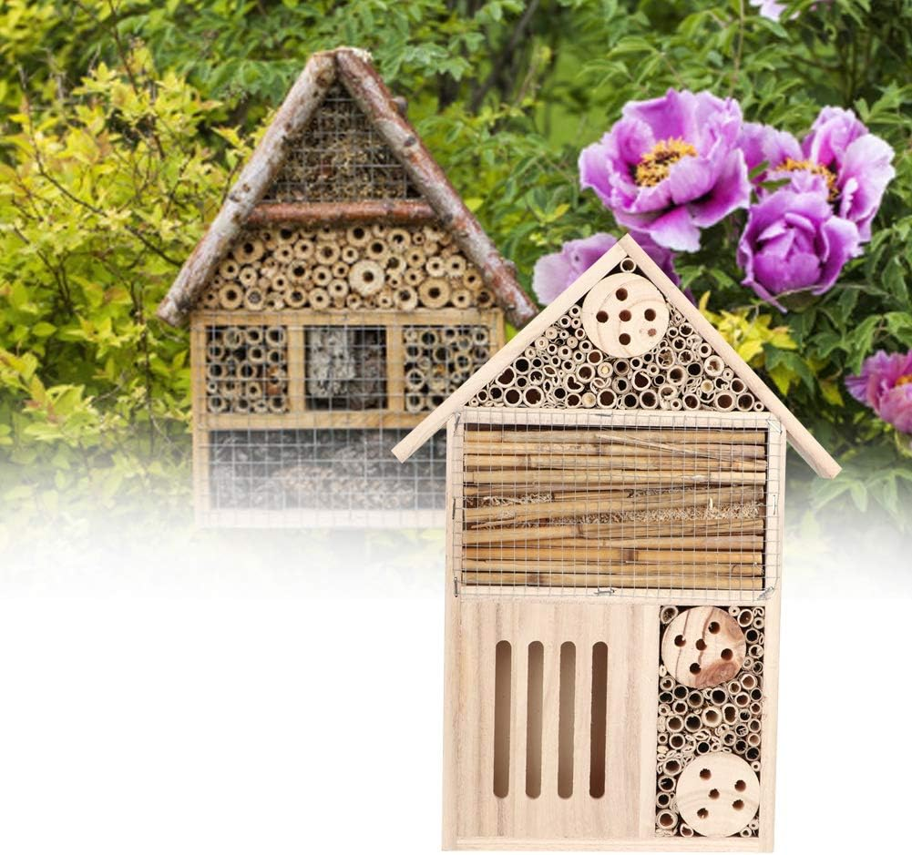 Wooden House, Outdoor Hanging Hotel for Bee, Beneficial Habitat, Garden Wood Bug Room Shelter, Nesting Box for Bee, Butterfly, Ladybirds, Beneficial in (Type A) image number 6