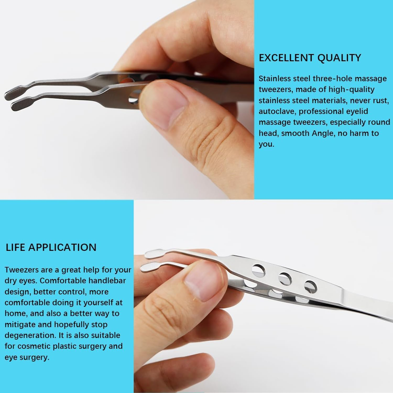 Lexziuo 1PCS Eyelid Forceps - Stainless Steel Meibomian Gland Expressor Tweezers with Non-Slip Handle, Precision Medical Instrument for Ophthalmology & Beauty Salon image number 4