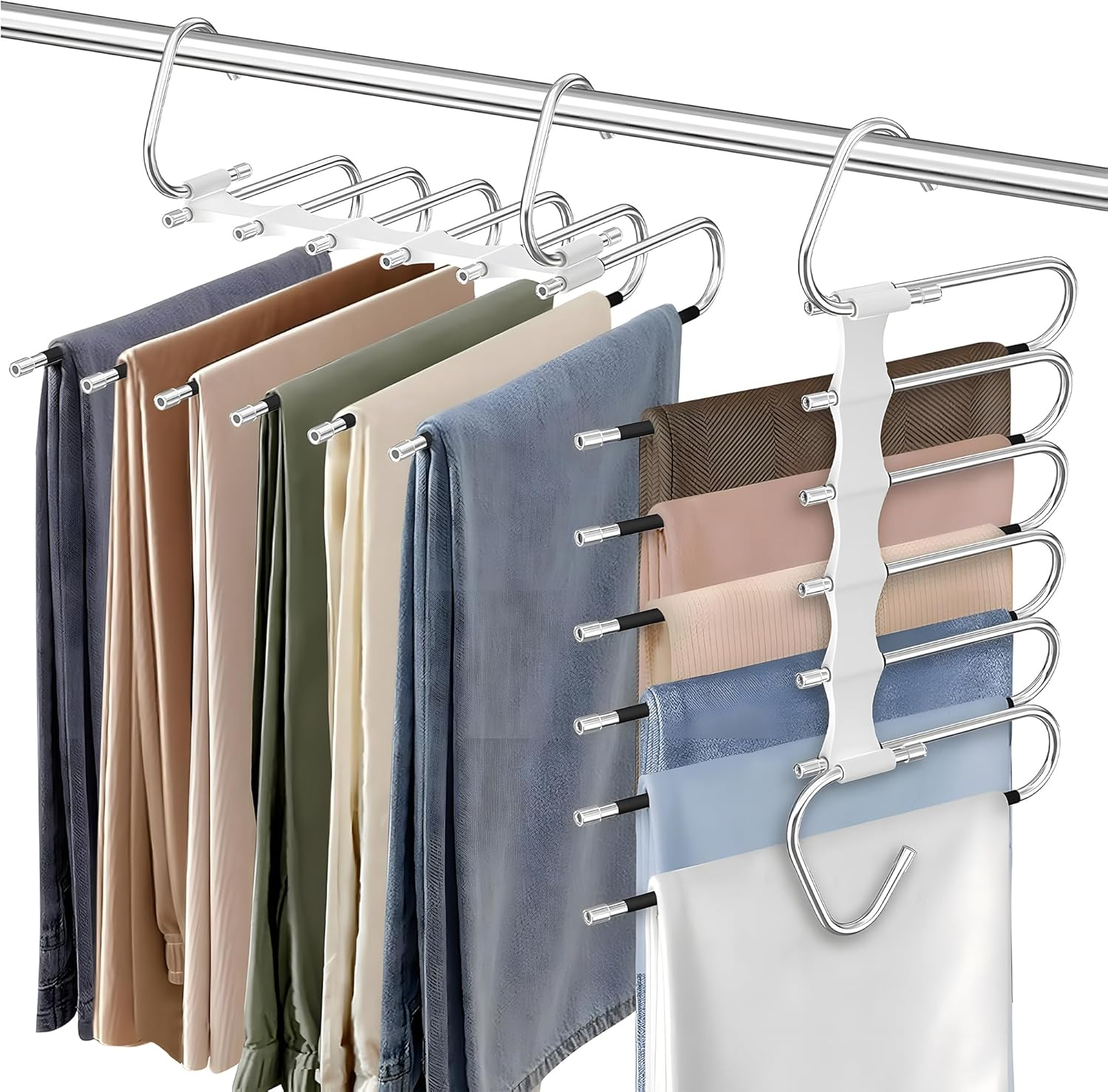 JZS 2-Pack Space-Saving Pants Hangers with S-Type Stainless Steel & Anti-Slip Design for Jeans, Trousers image number 2