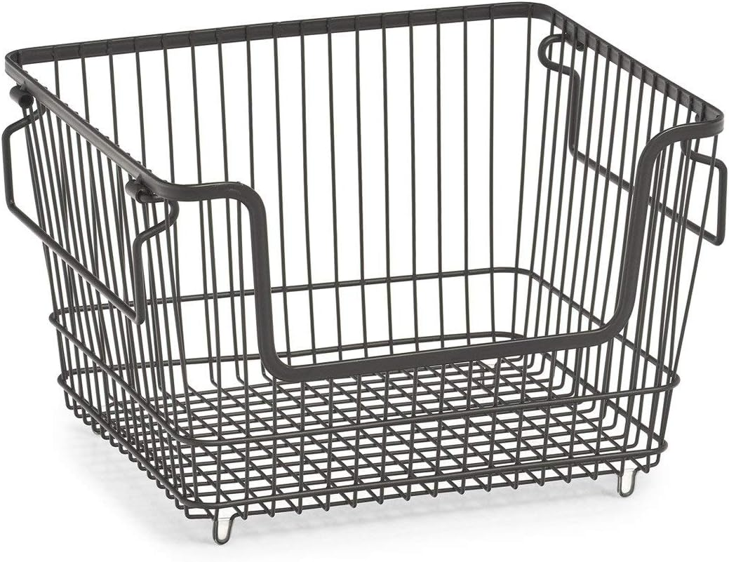 Zeller 27418 Storage Basket Stackable Metal Black Approx. 33 X 27 X 21.5 Cm image number 2
