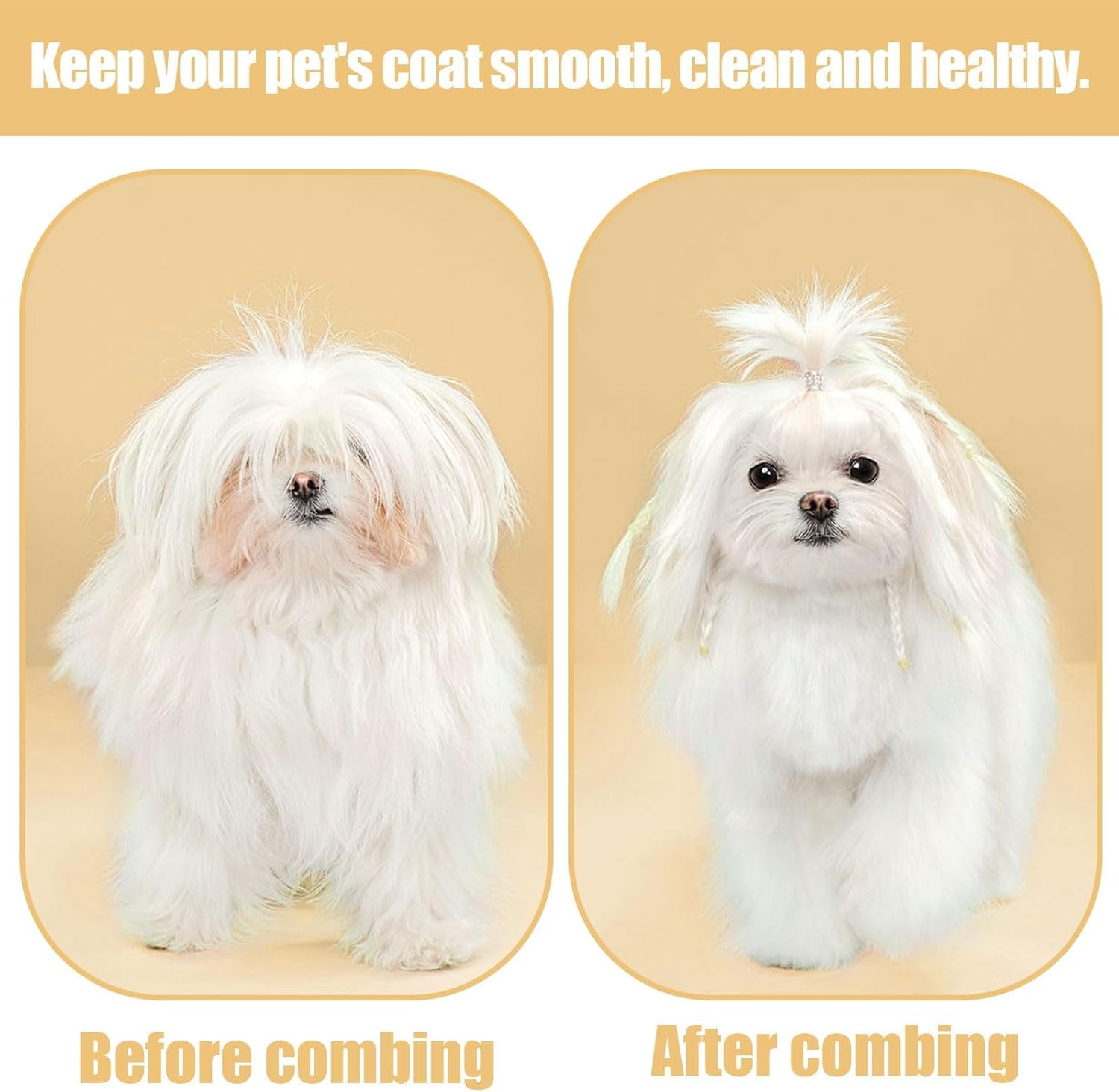 Dog Flea Comb, Cat Brush, 3 Pcs Pet Combs Suitable for Other Pets Grooming Long Hair and Flea Cleaning image number 5