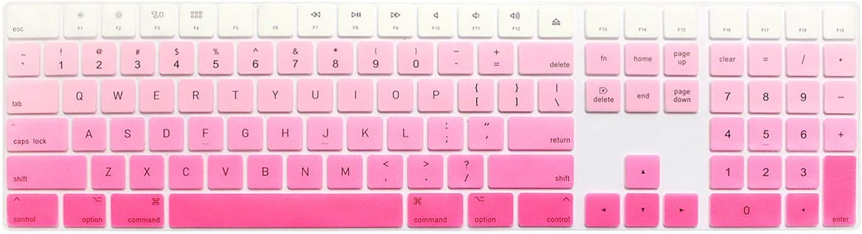 MMDW Ultra Thin Silicone Full Size Wireless Bluetooth Numeric Keyboard Cover Skin for Apple Imac 2017 Latest Magic Keyboard with Numeric Keypad MQ052LL/A A1843 US Layout Ombre Pink image number 6
