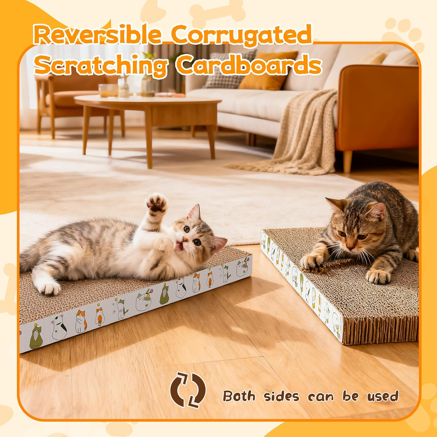 Patiencet Cat Scratching Board 4 Pack, Cardboard Cat Scratcher with Catnips, Flat Double-Sided Cat Scratch Pad for Indoor Small Medium Cats Kittens image number 5