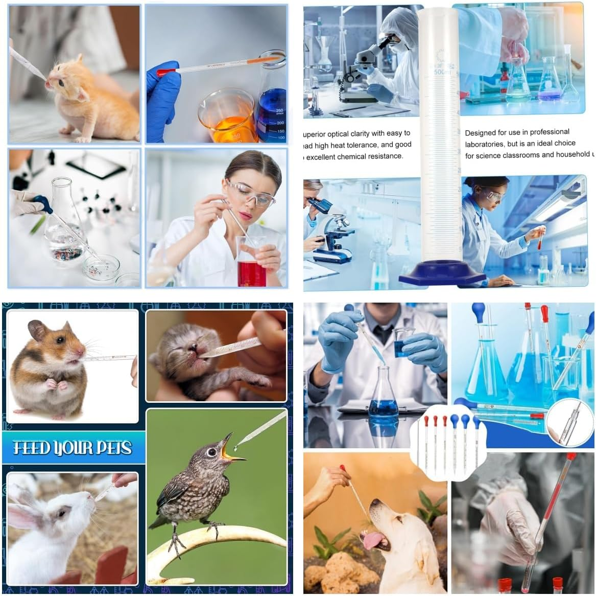 6 Pieces Glass Pipettes Graduated Dropper,0.5Ml /1Ml/ 2Ml/ 3Ml /5Ml /10Ml Glass Pipettes Graduated Dropper,Long Glass Pipette Dropper with 6 Rubber Caps and 1 Pcs Droppers Brush image number 4