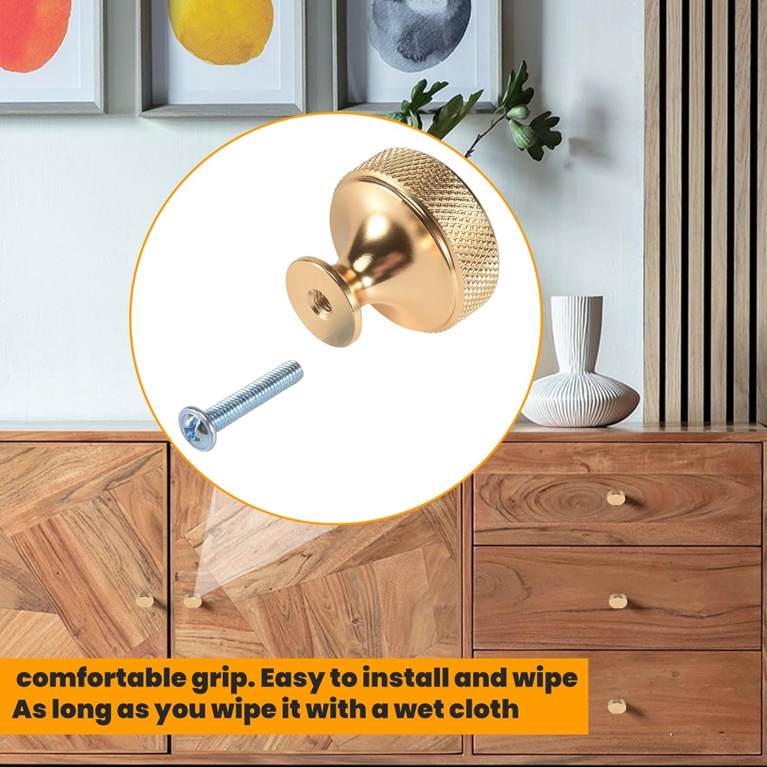 Yieidui 10 Pack 1.2 Inch Brushed Gold Cabinet Knobs Gold Drawer Knobs round Dresser Knobs image number 3