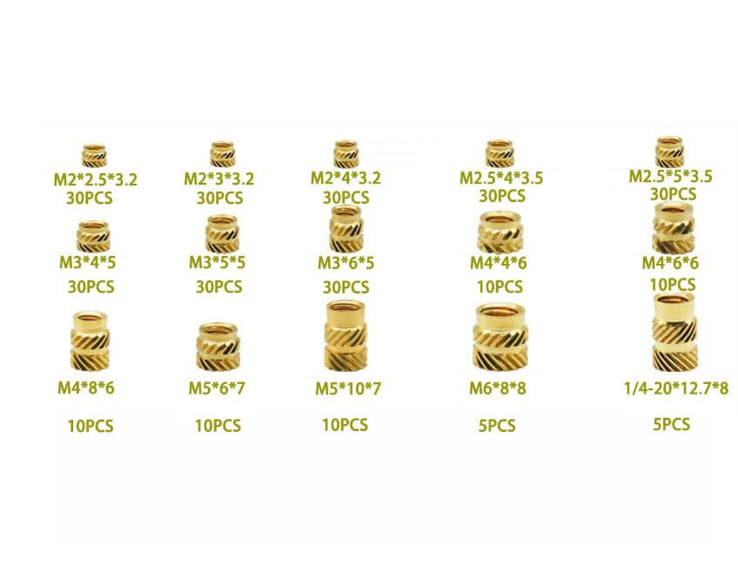 Threaded Inserts M2 M2.5 M3 M4 M5 M6 Female Thread Knurled Nuts Brass Insert for Plastic 3D Printing Components, Injection Molding, Hydraulic Welded Joint 300Pcs. image number 1