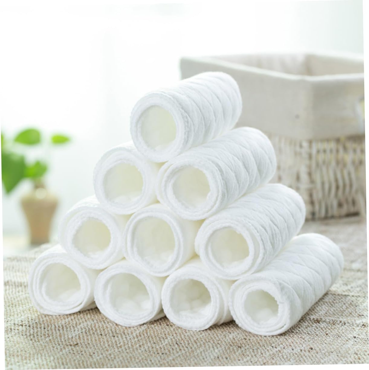 Toyvian 10Pcs Ply Cloth Diapers Reusable Washable Cotton Newborn Diapers Breathable image number 1