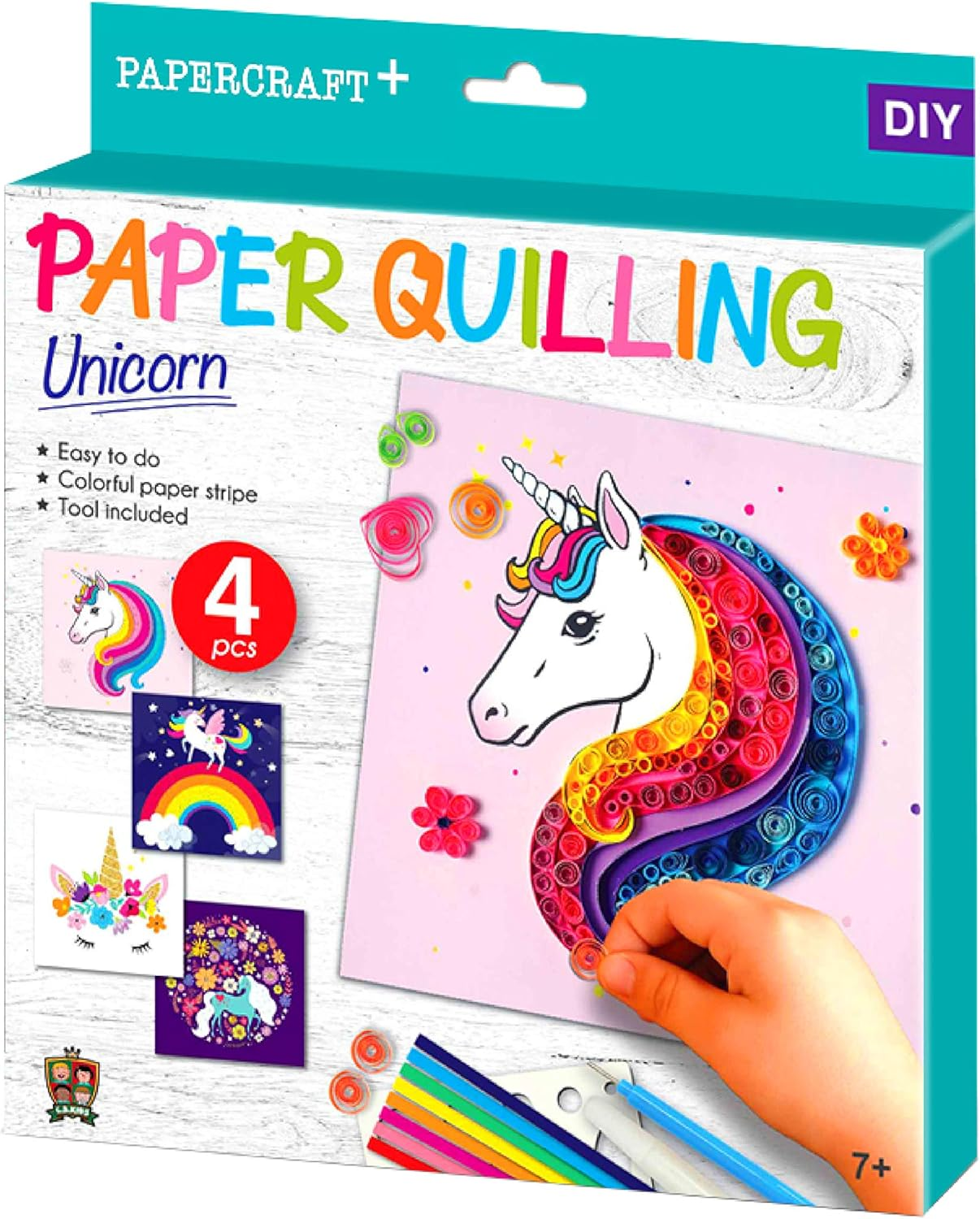 C.S.KIDS PQ01 C.S DIY Arts & Crafts Gifts &ndash; Unicorn| 3D Quilling Design Kits for Kids, Make Art (Paper Strips & Tools Included) image number 1