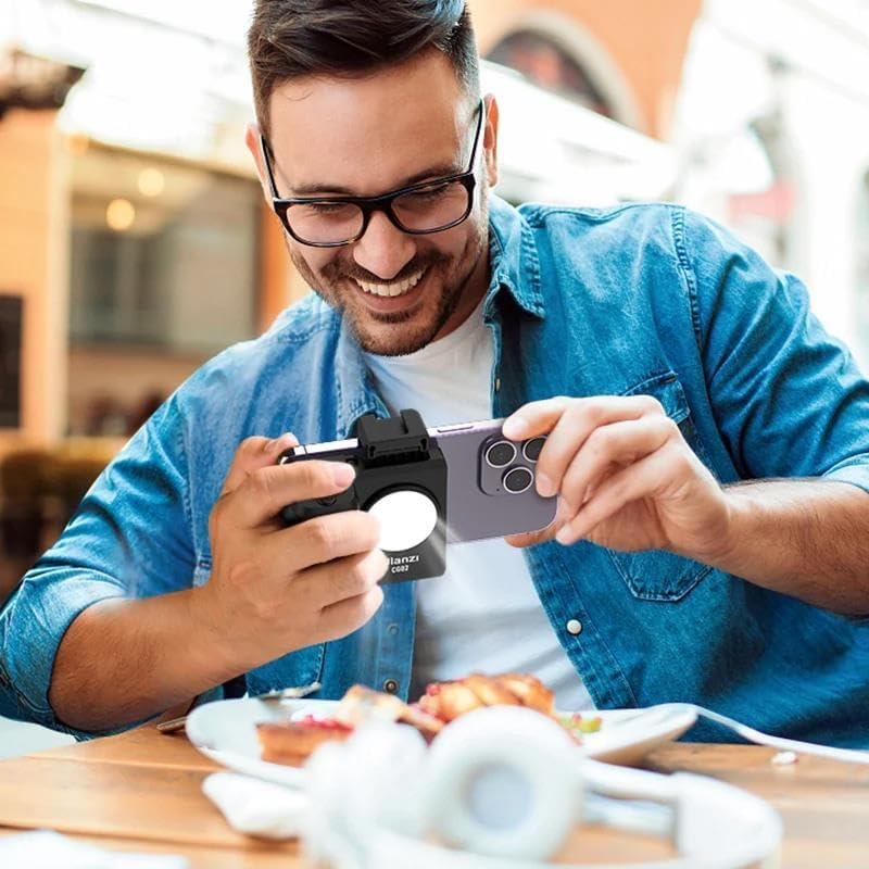 ULANZI CG02 Ungraded Cell Phone Camera Grip, Phone Tripod Mount with Detachable Wireless Bluetooth,Three-Gear Adjustable Fill Light for Iphone Samsung Google Android Phones Video/Photo Shooting image number 4