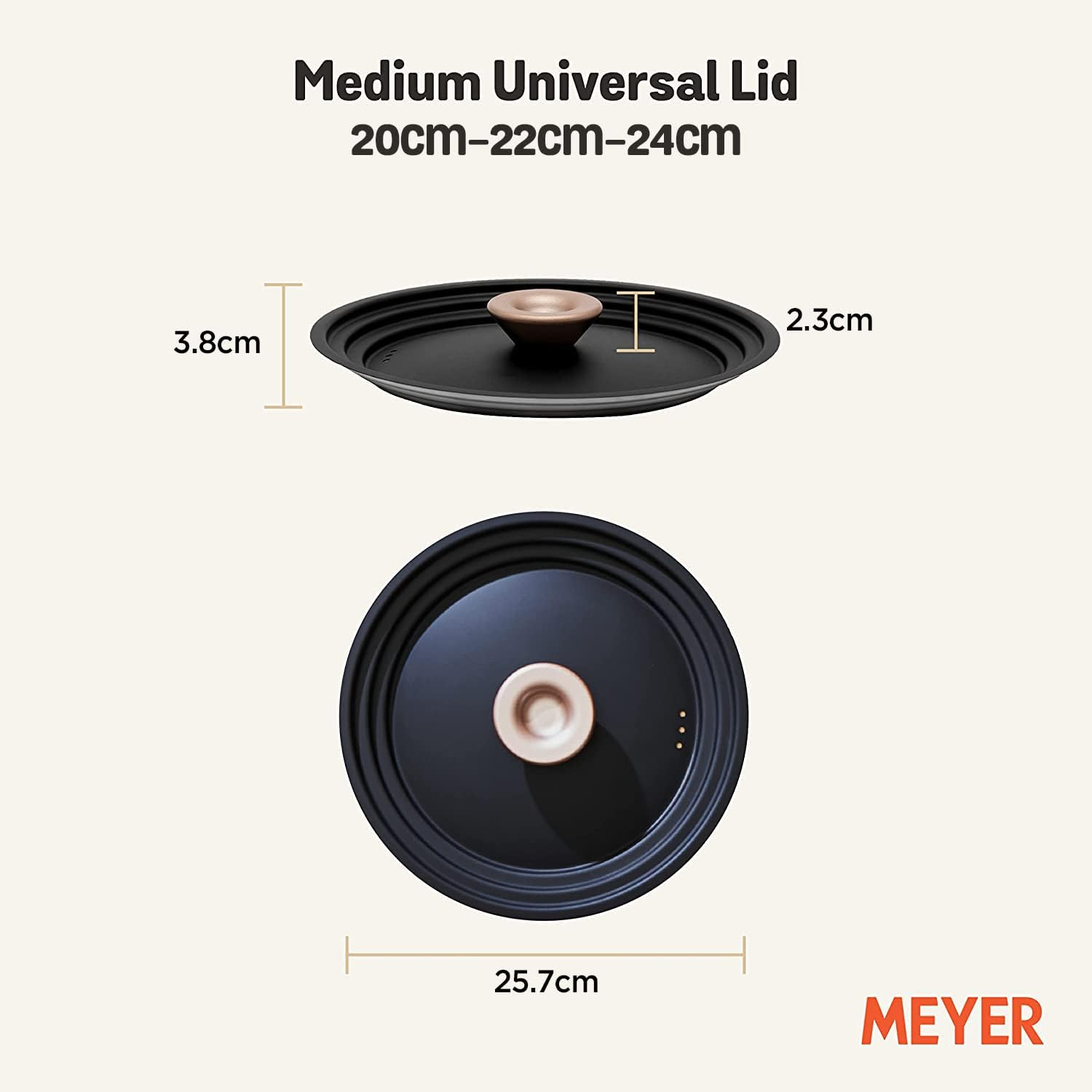 Meyer Accent Universal Stainless Steel Lid, 20/22/24 Cm image number 1