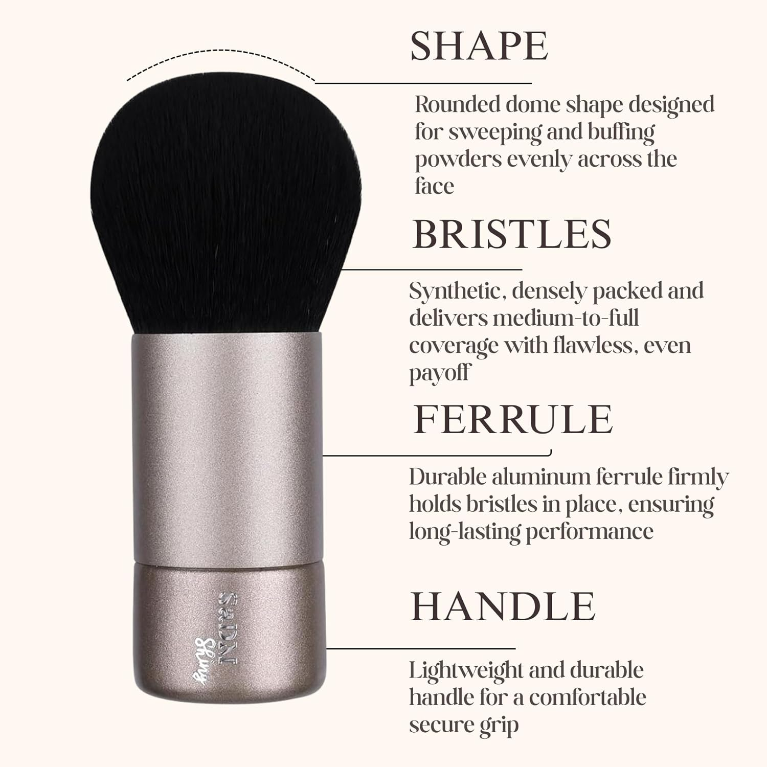 Kabuki Makeup Brush - Blender Brush for Powder, Cream, Liquid Foundation & Blush Blending - Professional Make up Brush - Full Face Makeup Brush - Vegan & Cruelty Free image number 6