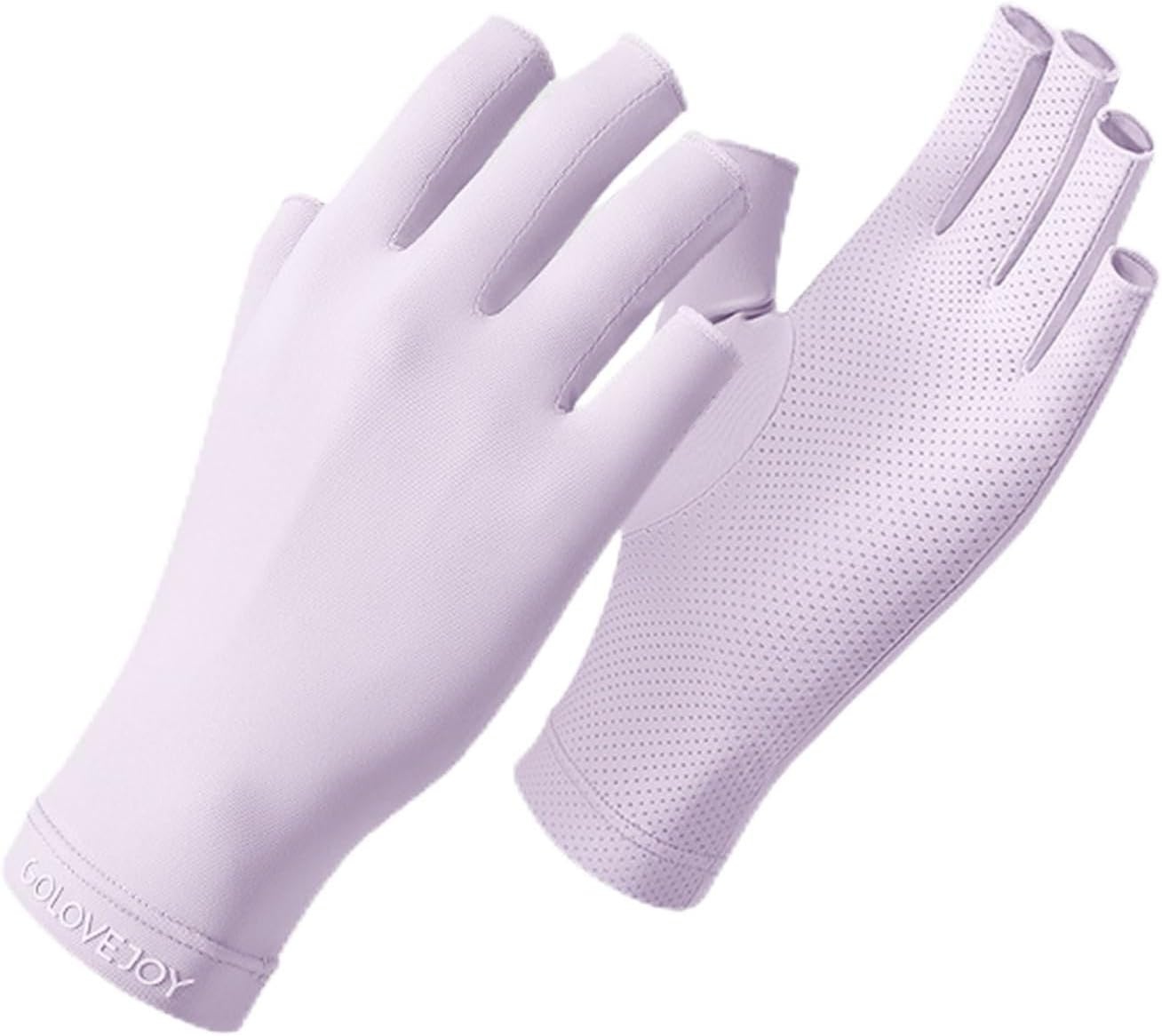 Checkzed UV Gloves for Nails，Professional UPF50+ Fingerless UV Light Gloves for Gel Manicures, Gel Nail Lamp 99% UVS Blocking, Outdoor Sunscreen Glove (Lavender Purple) image number 4