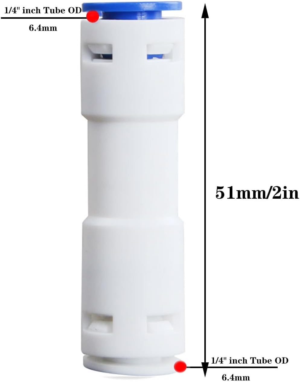 Hunken 6 Pcs 1/4" (6.4 MM) Push-To-Connect One-Way Check Valve, Quick Connect Tube Fittings for RO Systems, Reverse Osmosis Water Filters & Purifiers image number 5