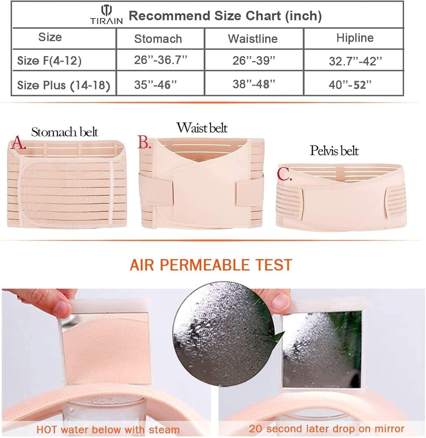 3 in 1 Postpartum Support - Recovery Belly/Waist/Pelvis Belt Shapewear (Nude) image number 3