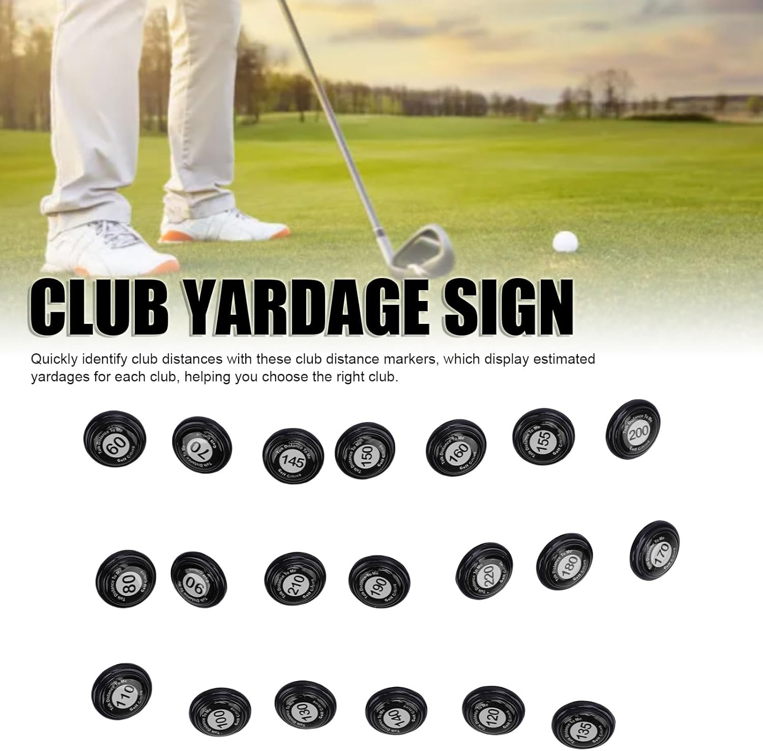 Club Distance Markers Ball Position Markers Club Yardage Sign ABS Durable Golf Accessories for Outdoor Sports Training 20Pcs - Orange image number 5