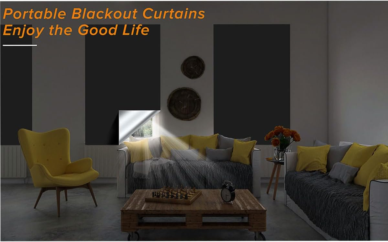 AIMALL 420D Silver Coated Blackout Curtains | Portable Full Blackout Window Cover | Cut-To-Size Sunscreen Shade DIY | Travel & Home Use