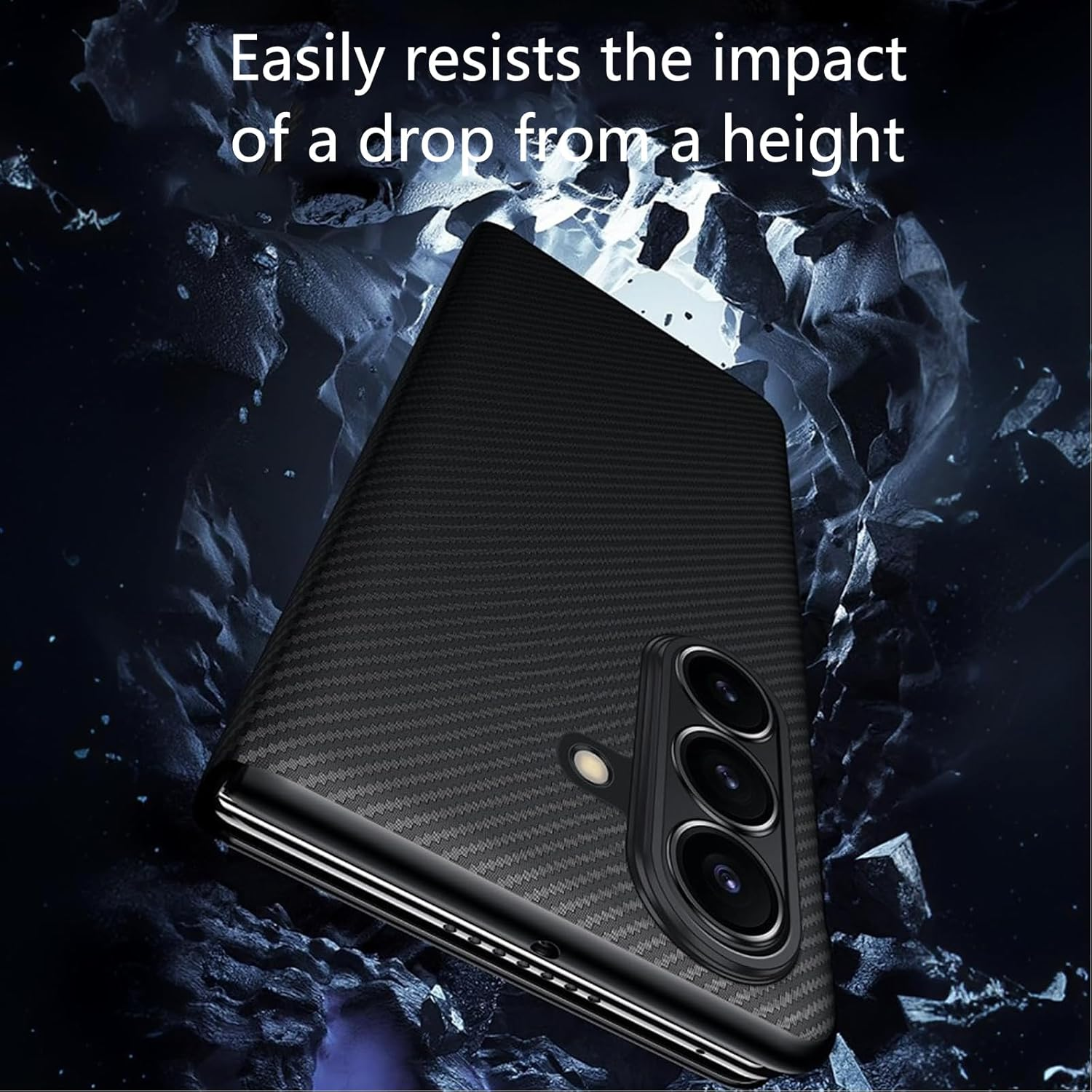 Komiyaa for Samsung Galaxy Z Fold 7 Case, Auto Wake/Sleep, [Compatible with Magsafe], Carbon Fiber Texture Skin-Friendly Case with Card Slot, Slim Protective Case for Samsung Galaxy Z Fold 7 (Blue) - Blue image number 3