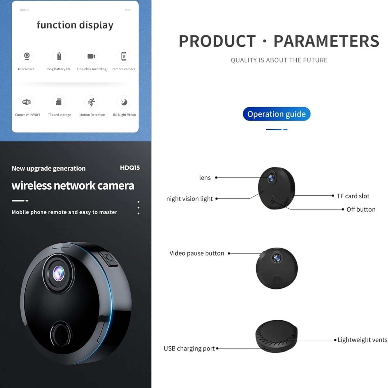 Mini Pet Sports Baby Nanny Hidden Camera HD 1080P Surveillance Security Motion Detection Night Vision, Wifi Wireless Indoor Camera image number 2