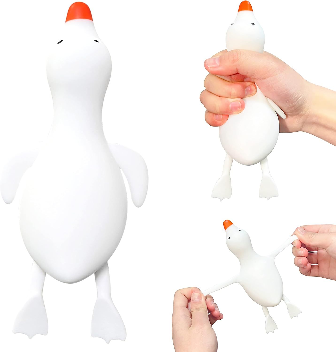 Stretchy Stress Relief Balls (Set of 2) Duck Squeeze Ball Sensory Fidget Toys | Anxiety Relief Animal Dough Balls for Boys, Girls, Kids, Adults | Squishy Stress Balls Squish Toys