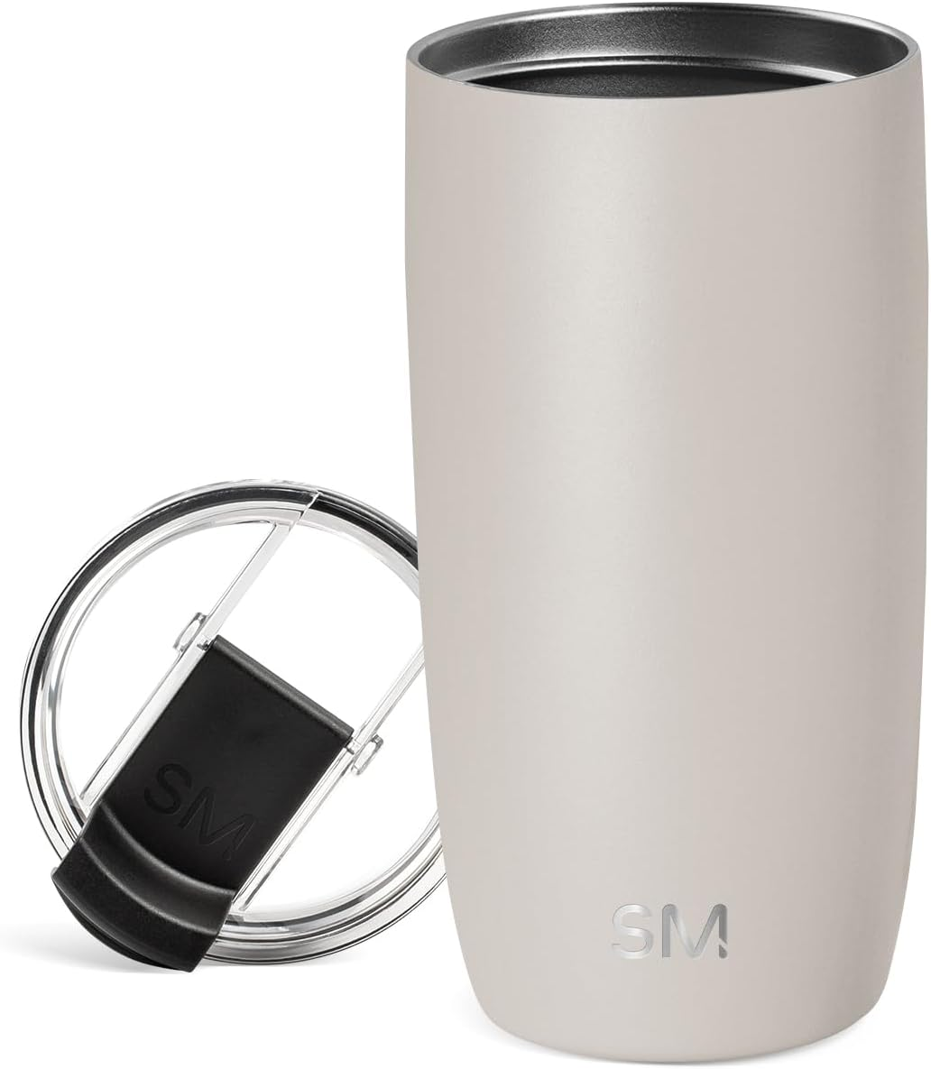 Simple Modern Travel Coffee Mug Tumbler with Flip Lid | Reusable Insulated Stainless Steel Cold Brew Iced Coffee Cup | Gifts for Women Men Him Her | Voyager Collection | 16Oz | Almond Birch