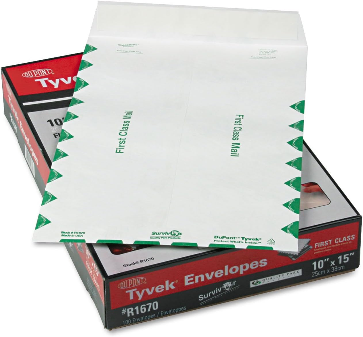Quality Park Survivor R1330 Tyvek USPS First Class Mailer, #55, 6 X 9, White (Box of 100)