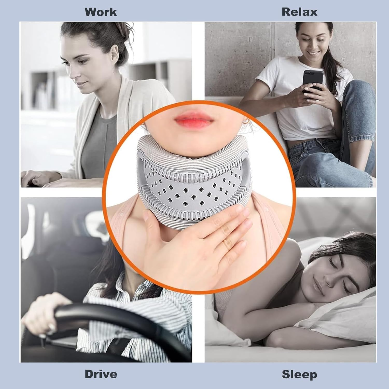 Checkzed Neck Brace for Neck Pain and Support, Adjustable Cervical Collar for Sleeping,Soft Neck Support Keep Vertebrae Stable and Aligned, Cervical Spine Pressure Relief（Grey） image number 5