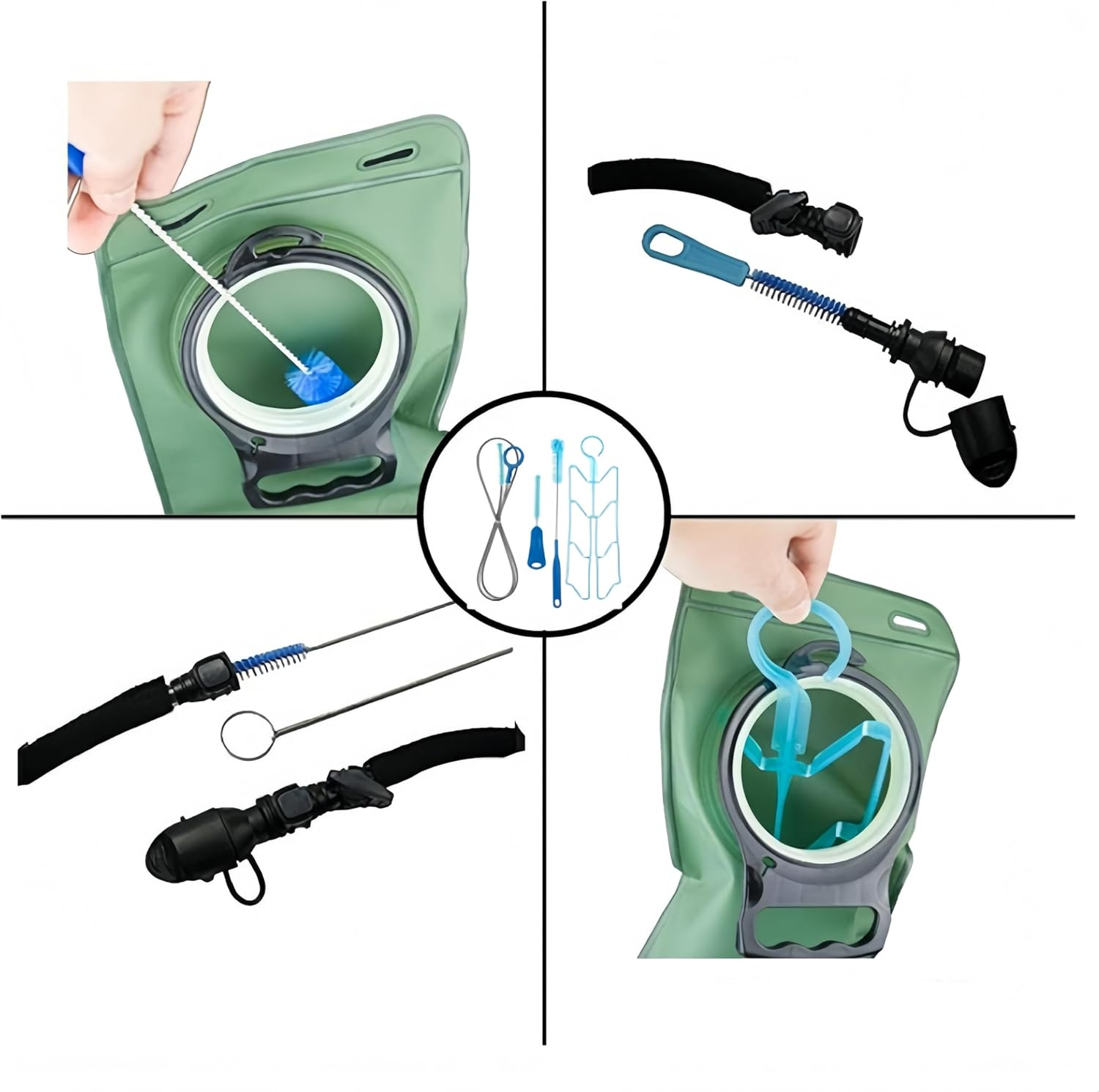 Hydration Bladder Cleaning Brush Set for Universal Water Reservoir,Water Bladder Cleaning Kit 4 in 1 Flexible Long Brush for Hose, Small Brush for Bite Valve, Big Brush for Bladder image number 3