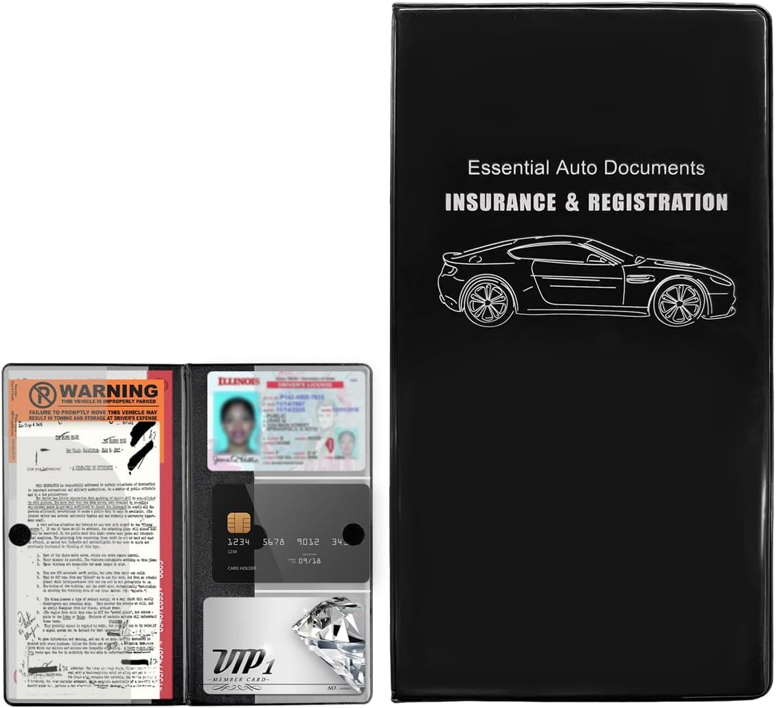 Yourkar Car Registration and Insurance Holder, 9.56"&times;5.19" Automotive Glove Box Organizer, Vehicle Card Document Glove Box Organizer for Documents Cards License, Car Accessories (Gray)