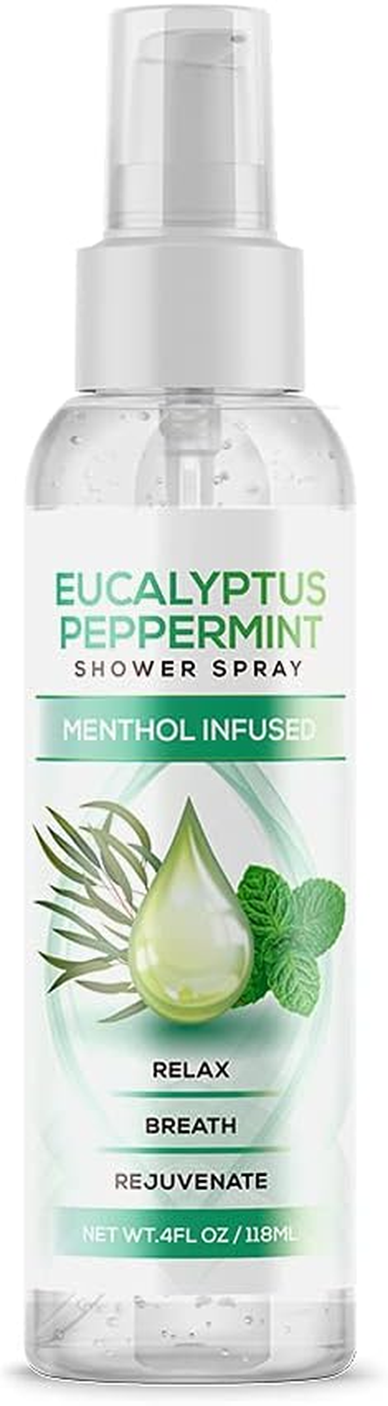 Eucalyptus Peppermint Shower Spray, All Natural Essential Oil for Spa, Steam Room, Linens and Baths, Cool and Refreshing image number 2