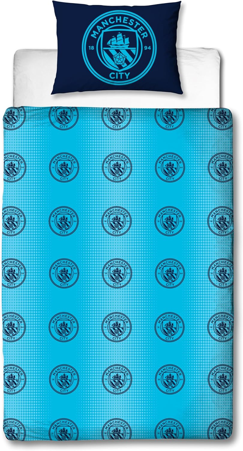 Manchester City FC Official Single Duvet Cover Set | Flashy Design | Blue Reversible 2 Sided Football Bedding Cover Official Merchandise Including Matching Pillow Cases | Polycotton image number 5