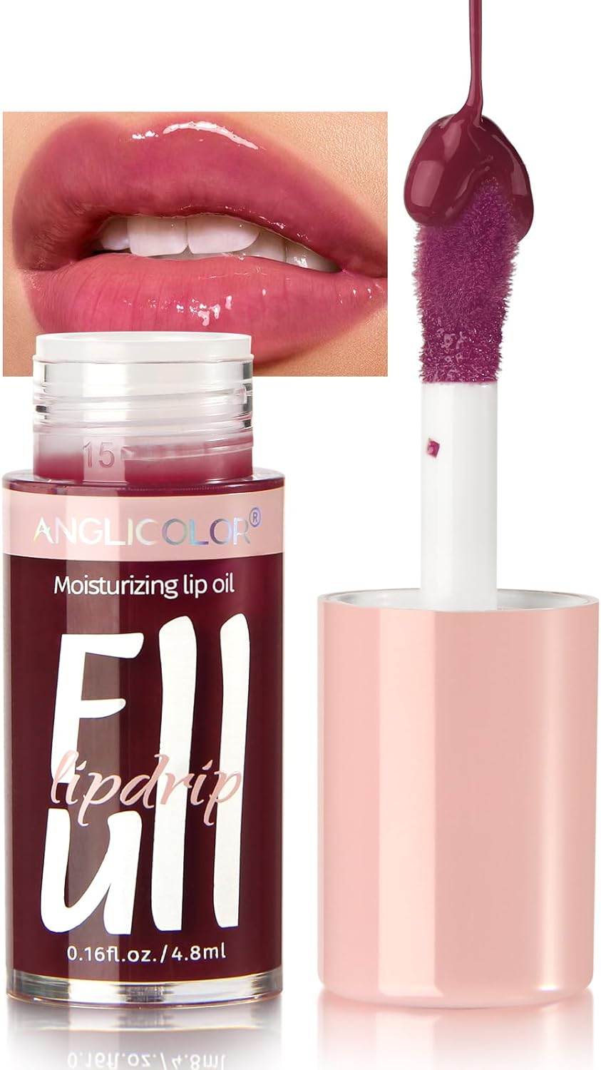 Anglicolor Lip Oil,Hydrating Tinted Clear for Dry Lips,Plump Moisturizing & Nourishing Lip Glow Oil,Vegan & Cruelty-Free (#03)