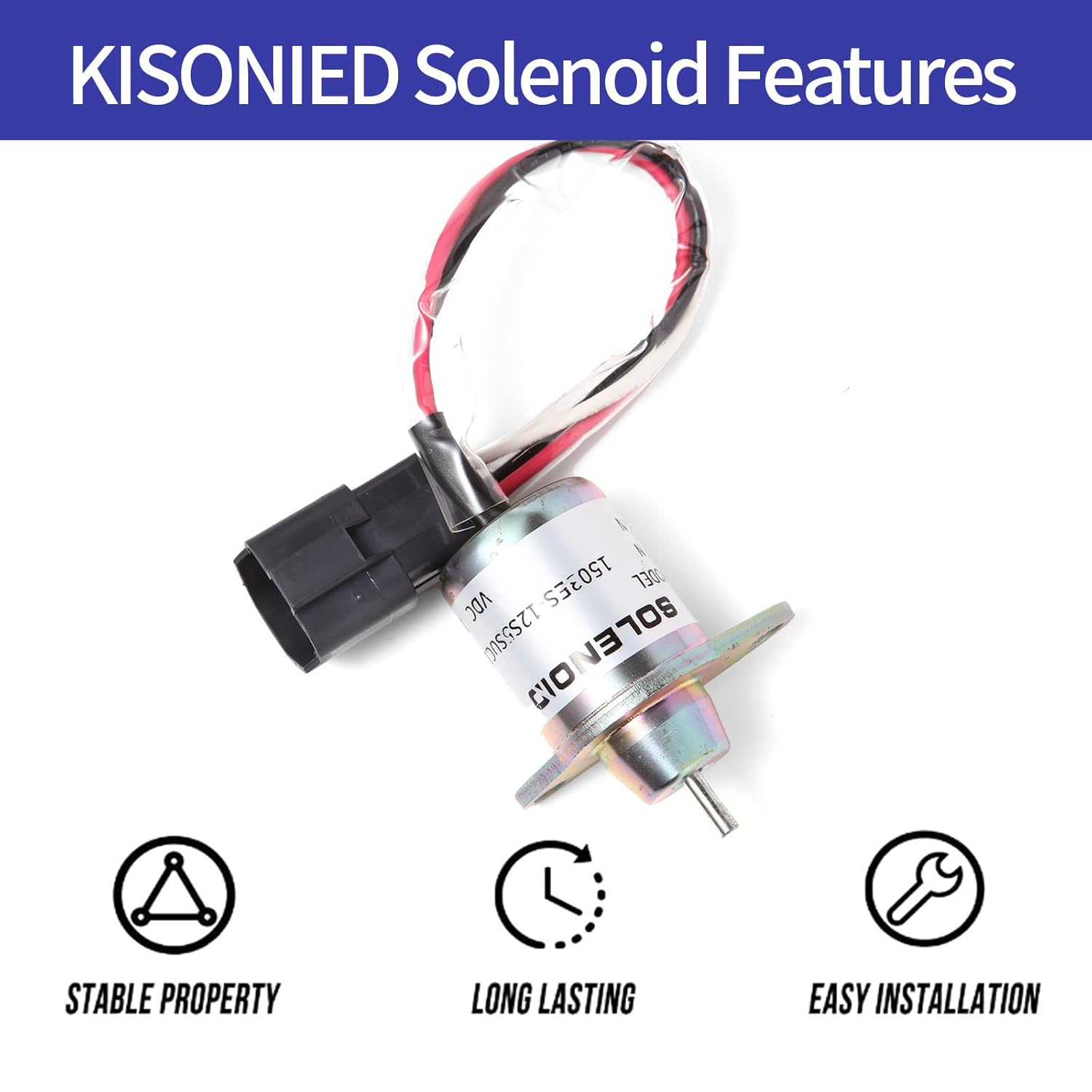 Fuel Shut off Solenoid 119233-77932 Yanmar 1503ES-12S5SUC12S Replace Woodward M810324 for John Deere 3038E 3036E 3032E 2025R 2032R 2027R 2036R Tractor Stop Solenoid 12VDC image number 2