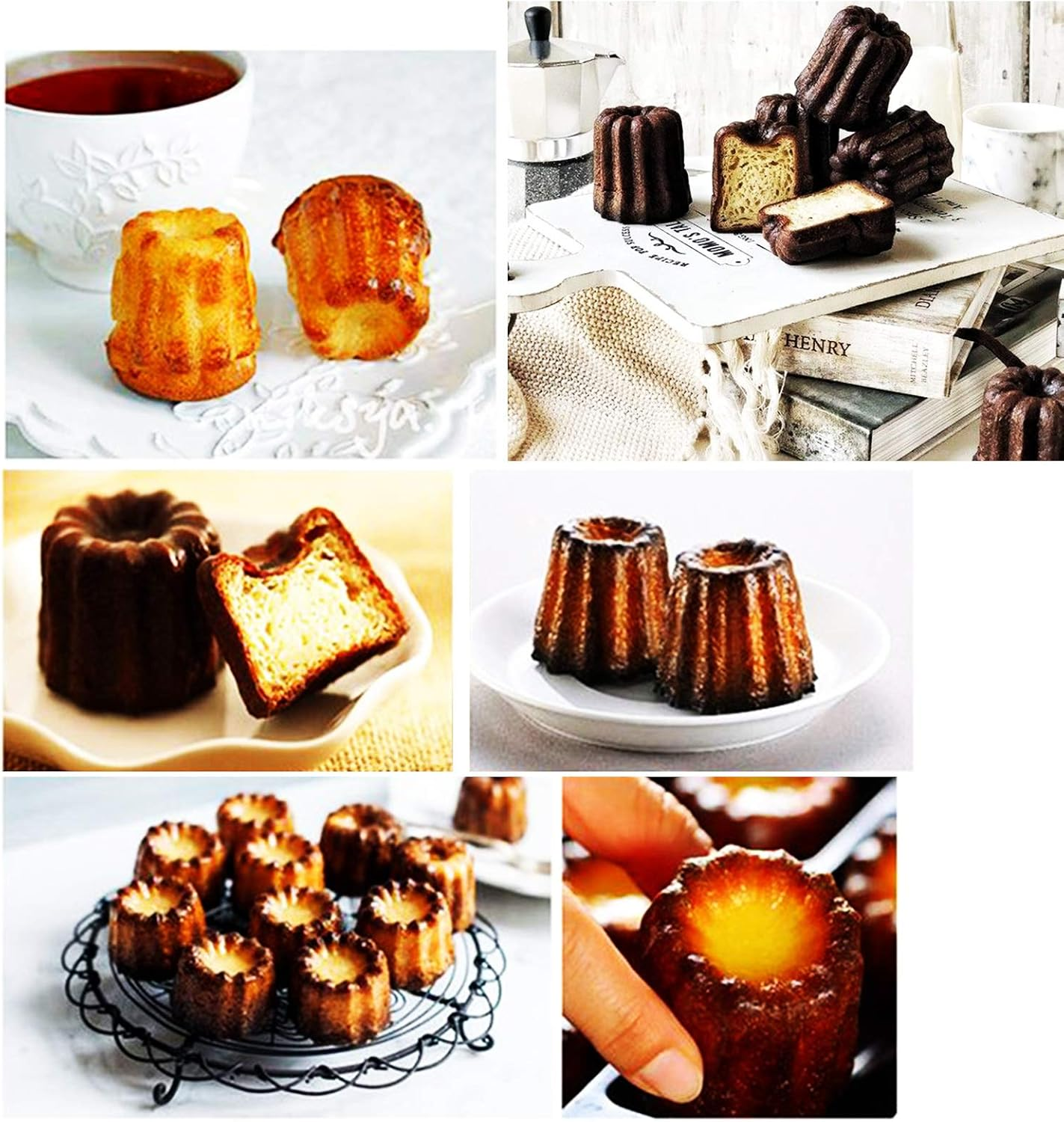 Cannele Baking Mould Carbon Steel Non-Stick Canneles Pan Golden