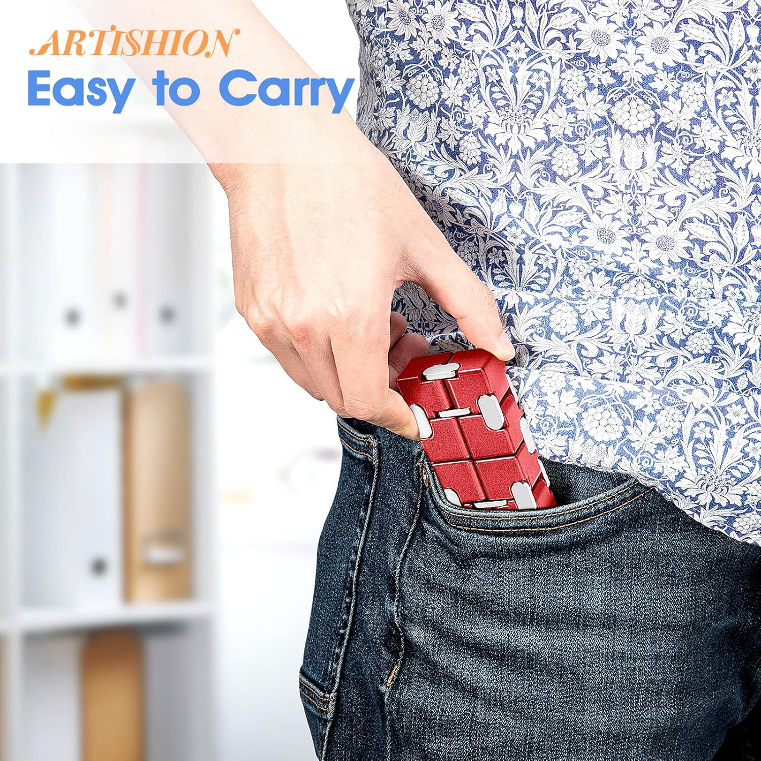 Unique Zinc Aolly Metal Infinity Cube Fidget Desk Toy, Punk Style Design with Exquisite Case, Durable and Heavy, Infinity Magic Cube Fidget Toys, for Alleviate Stress and Anxiety (Red) image number 4