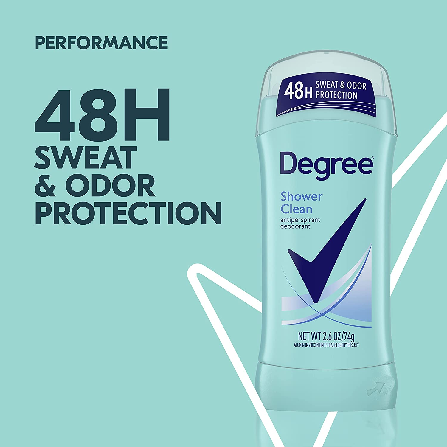 Degree Women Antiperspirant Deodorant Stick, Shower Clean 2.6 Oz (Pack of 6) image number 2